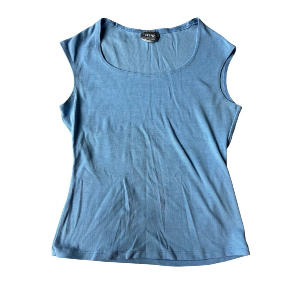 Vintage 90's Rave Blue Scoop Neck Sleeveless Shirt Womens Medium